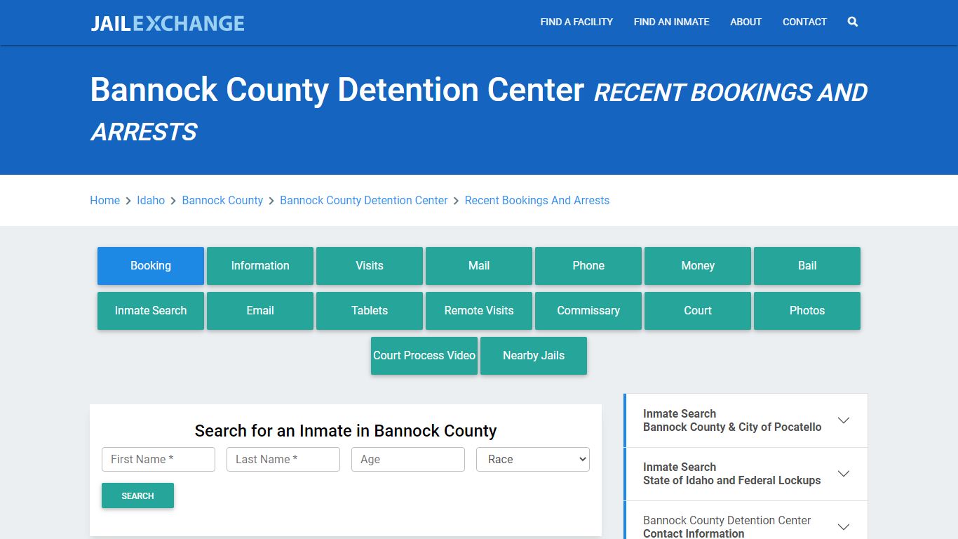 Bannock County Detention Center Recent Bookings And Arrests - Jail Exchange