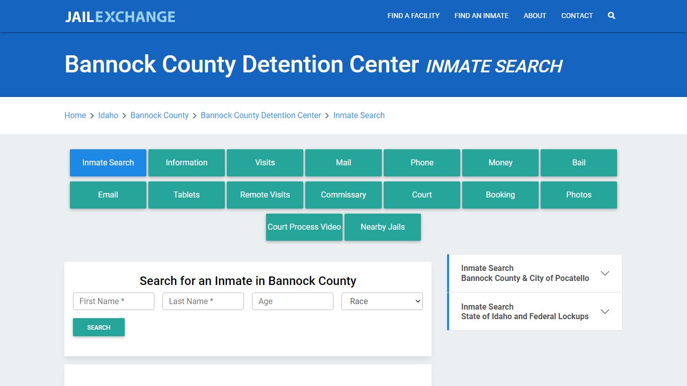 Bannock County Detention Center Inmate Search - Jail Exchange