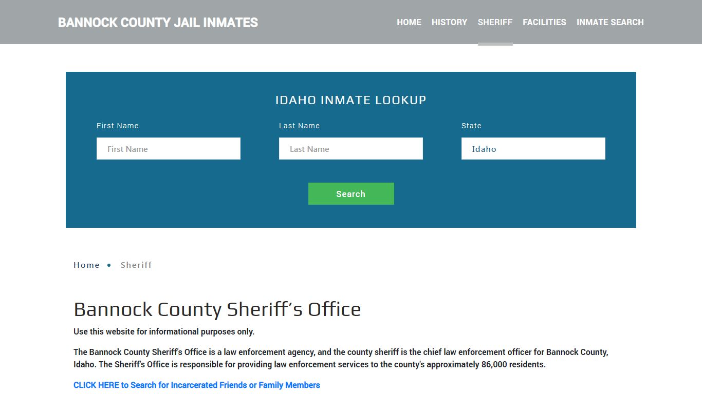 Bannock County Sheriff, ID Arrest Warrant Lookup